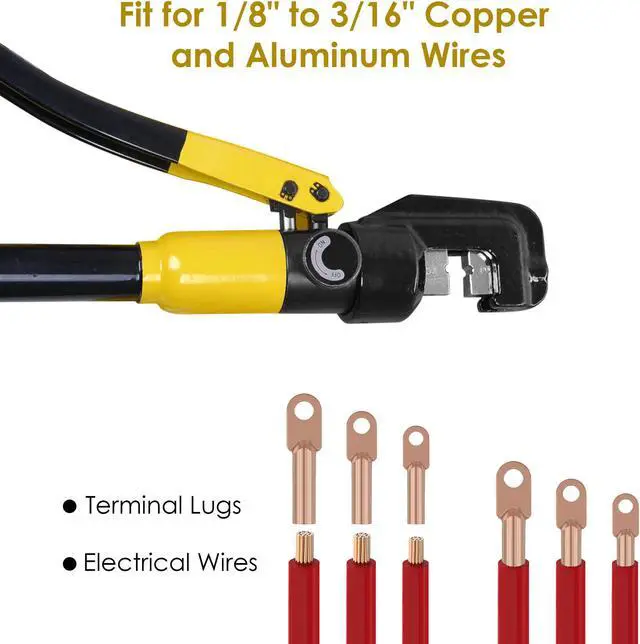 Alt view image 2 of 7 - Yescom 10 Ton Hydraulic Wire Crimper Battery Cable Lug Terminal Crimping Tool with 9 Dies