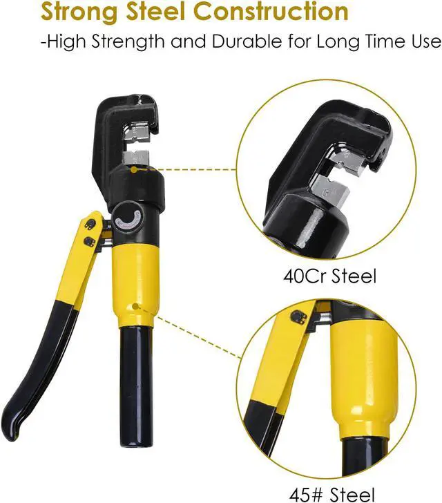 Alt view image 4 of 7 - Yescom 10 Ton Hydraulic Wire Crimper Battery Cable Lug Terminal Crimping Tool with 9 Dies