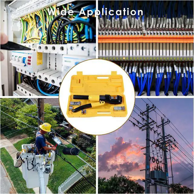 Alt view image 6 of 7 - Yescom 10 Ton Hydraulic Wire Crimper Battery Cable Lug Terminal Crimping Tool with 9 Dies