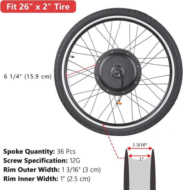 Alt view image 7 of 7 - Yescom Electric Bicycle Motor Kit 26" 48V 1000W Rear Wheel E-Bike Conversion Kit w/ LCD Display