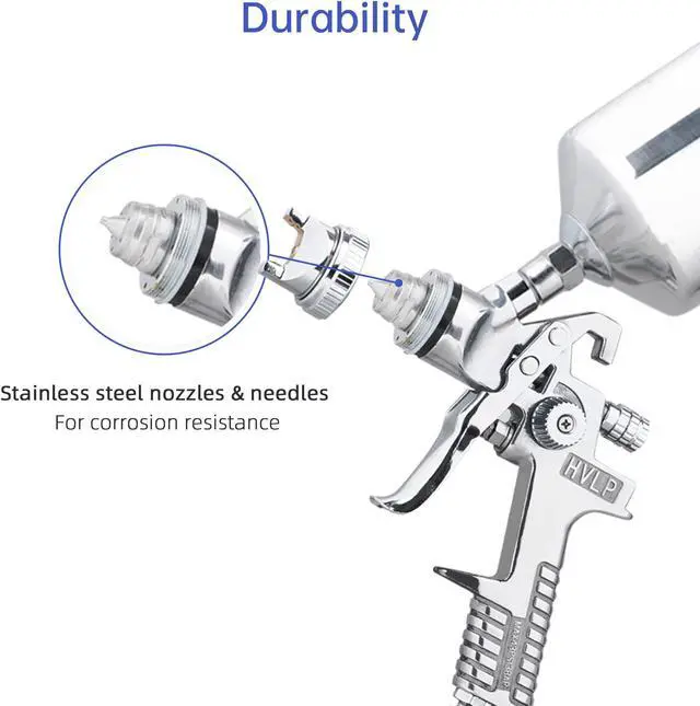 Alt view image 6 of 7 - 1.3 1.8 6Pcs Gravity HVLP Air Spray Gun Kit Auto Paint Primer Basecoat Clearcoat