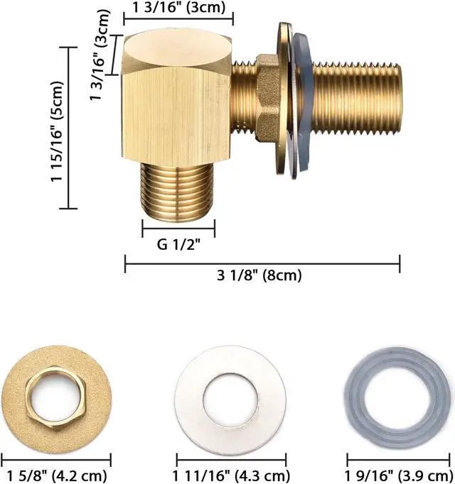 Alt view image 6 of 7 - Aquaterior Wall Mount Faucet Installation Kit for Commercial Sink Backsplash