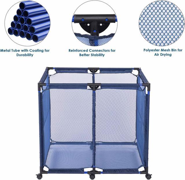 AplusBuy 35x22x33 Mesh Pool Storage Bin Rolling Storage Cart Float  Goggles Container Organizer