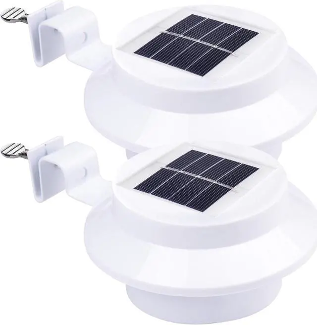 Main image of 2-Pcs Solar-Powered Automatic LED Mounted Gutter Night Light Roof Outdoor Yard