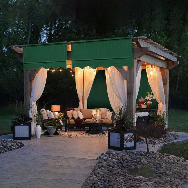 Alt view image 3 of 7 - 2 Pcs 15.5x4 Ft Canopy Cover Replacement with Valance for Pergola Structure Green