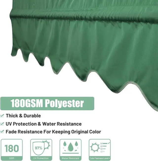 Alt view image 5 of 7 - 2 Pcs 15.5x4 Ft Canopy Cover Replacement with Valance for Pergola Structure Green
