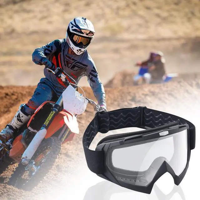 Alt view image 2 of 7 - AHR GOG01 Motorcycle Helmet Goggles Dirt Bike Motocross Riding Glasses Bendable ATV Goggles over Glasses Clear Lens