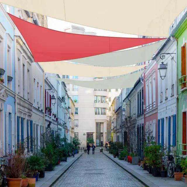 Alt view image 2 of 7 - 10 Ft Triangle Sun Shade Sail Canopy 97% UV Block Patio Awning Outdoor Yard Deck