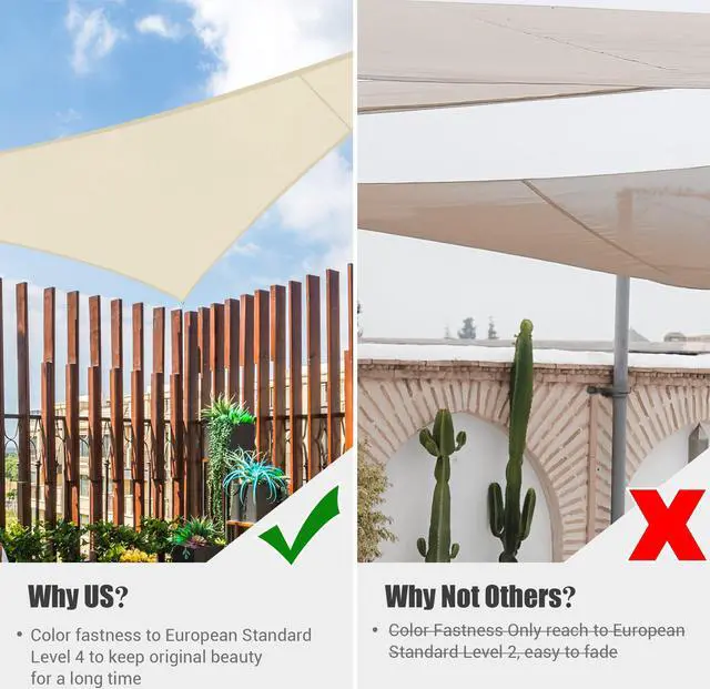 Alt view image 3 of 7 - 10 Ft Triangle Sun Shade Sail Canopy 97% UV Block Patio Awning Outdoor Yard Deck