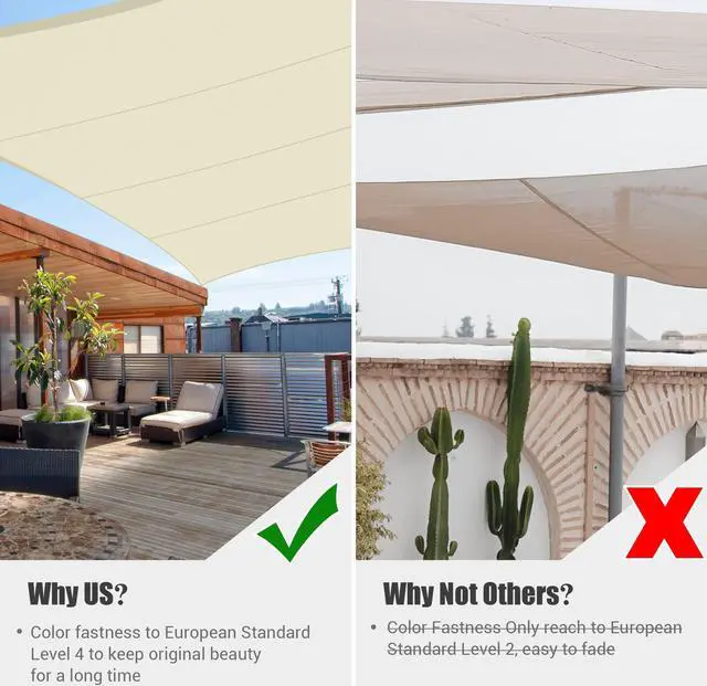 Alt view image 3 of 7 - 16x16 Ft 97% UV Block Square Sun Shade Sail Top Canopy Outdoor Patio Pool Deck