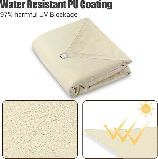 Alt view image 5 of 7 - 16x16 Ft 97% UV Block Square Sun Shade Sail Top Canopy Outdoor Patio Pool Deck