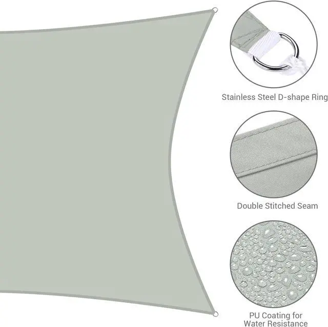 Alt view image 7 of 7 - 10x13 Ft 97% UV Block Rectangle Sun Shade Sail Top Canopy Outdoor Patio Backyard