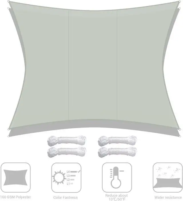Alt view image 6 of 7 - 10x13 Ft 97% UV Block Rectangle Sun Shade Sail Top Canopy Outdoor Patio Backyard