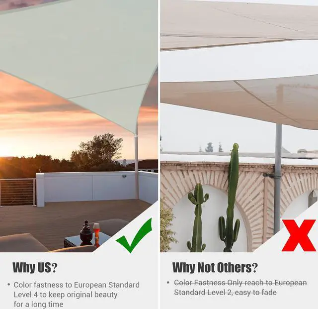 Alt view image 3 of 7 - 16 Ft Triangle Sun Shade Sail Canopy 97% UV Block Patio Awning Outdoor Garden