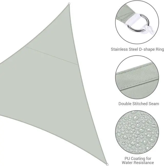 Alt view image 5 of 7 - 16 Ft Triangle Sun Shade Sail Canopy 97% UV Block Patio Awning Outdoor Garden
