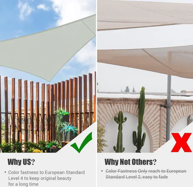 Alt view image 3 of 7 - 10 Ft Triangle Sun Shade Sail Canopy 97% UV Block Patio Awning Outdoor Garden
