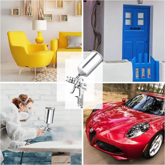Alt view image 2 of 7 - 1.3 1.8 6Pcs Gravity HVLP Air Spray Gun Kit Auto Paint Primer Basecoat Clearcoat