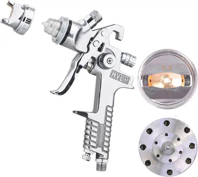 Alt view image 7 of 7 - 1.3 1.8 6Pcs Gravity HVLP Air Spray Gun Kit Auto Paint Primer Basecoat Clearcoat