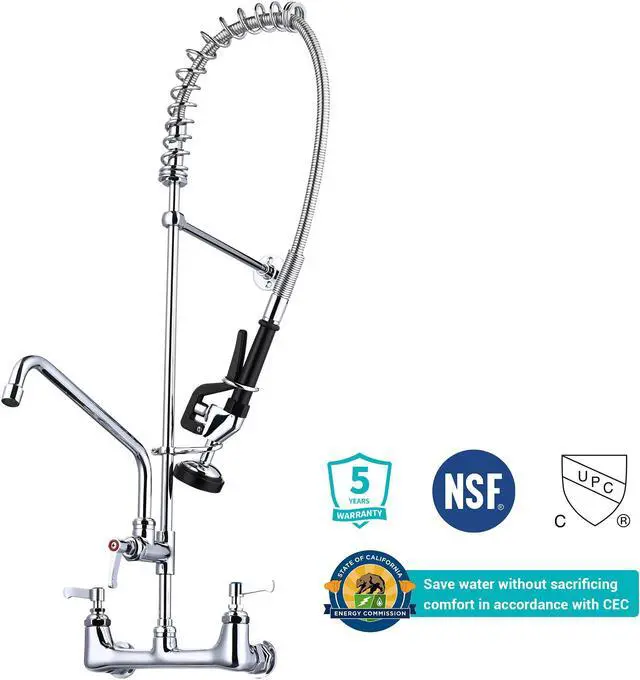 Alt view image 2 of 7 - Aquaterior Wall Mount Pre-Rinse Faucet Kitchen Sink 36" Height Sprayer Home
