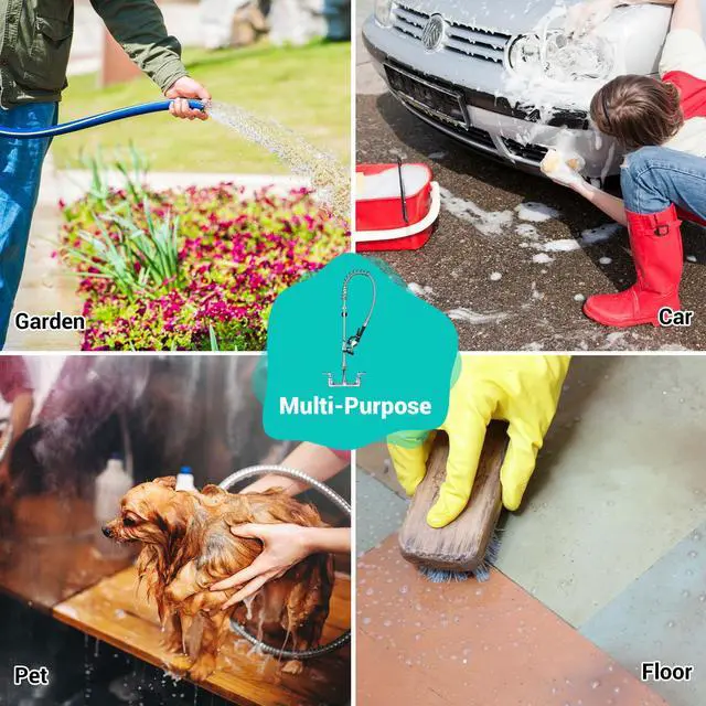 Alt view image 7 of 7 - Aquaterior Wall Mount Pre-Rinse Faucet Kitchen Sink 36" Height Sprayer Home