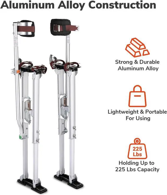 Alt view image 3 of 7 - Yescom Drywall Stilts 36" - 50" Adjustable Aluminum Painting Tool for Ceiling / Sheetrock Taping Parade Costume