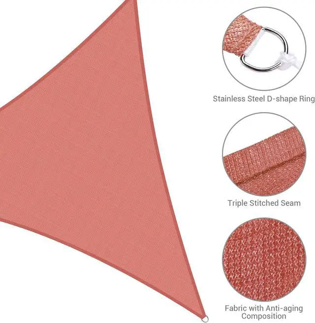 Alt view image 4 of 7 - A+ Yescom 20 Ft 95% UV Block Triangle Sun Shade Sail Canopy Outdoor Patio Pool Cover Net
