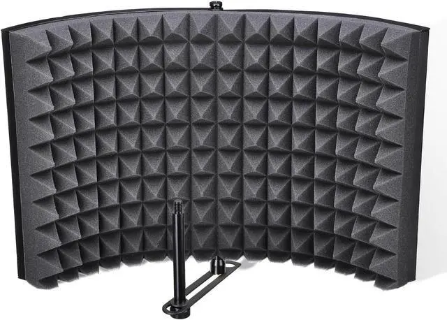 Main image of Studio Microphone Isolation Shield Acoustic Foam Panel Sound Absorbing Recording Panel Stand Mount