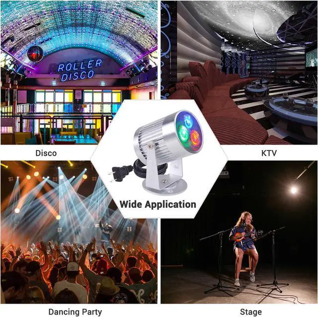 Alt view image 7 of 7 - Yescom 3W RGB Disco Ball Spotlight LED Beam Pinspot Stage Effect Lighting Party DJ Bands Club