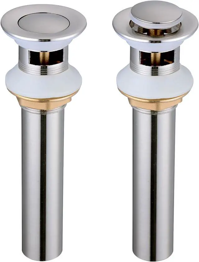 Alt view image 2 of 4 - Aquaterior 1 3/8" Pop up Drain Faucet Vessel Vanity Sink Drain Stopper Brass Brushed Nickel Finish Overflow