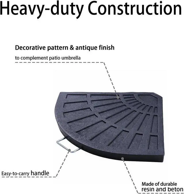 Alt view image 4 of 7 - 2 Pcs 26.5 lbs 19" Fan Shaped Resin Beton Base Stand Weight Outdoor Patio Offset Umbrella,YES0364