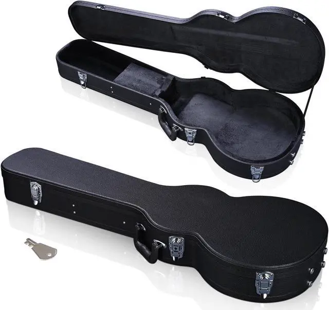 Alt view image 6 of 12 - Electric Guitar Hard Case for LP Les Paul Style Electric Guitar Wooden Hard Shell Lockable Black