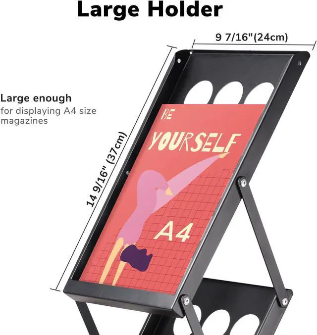 Alt view image 3 of 7 - 4 Pocket Foldable Magazine Brochure Rack Book Literature Holder Display Stand