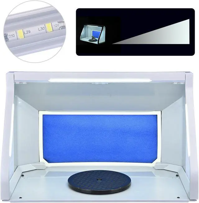 Alt view image 4 of 7 - Dual Fans Airbrush Paint Spray Booth Kit w/ 3 LED Lights Exhaust Filter Hobby