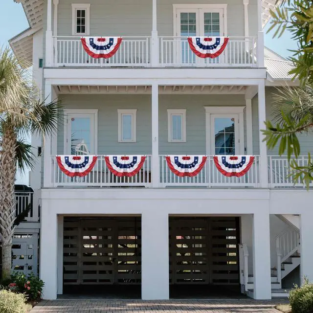 Alt view image 2 of 7 - 1.5x3 Ft USA Pleated Fan Flag Half Fan Banner American Bunting Decoration 6 Pack