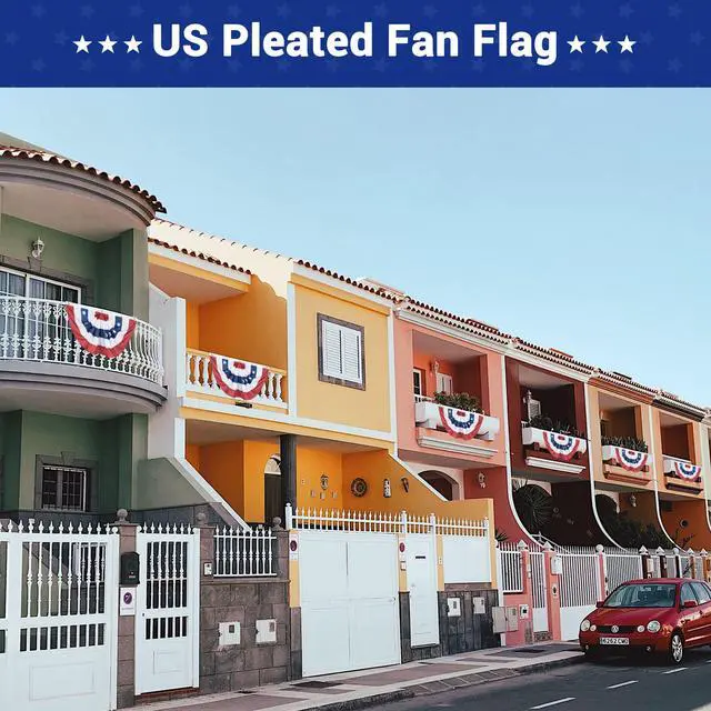 Alt view image 3 of 7 - 1.5x3 Ft USA Pleated Fan Flag Half Fan Banner American Bunting Decoration 6 Pack
