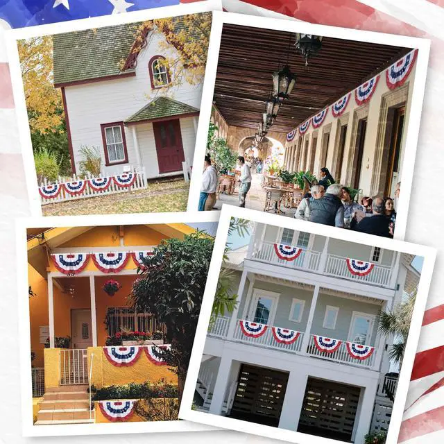 Alt view image 7 of 7 - 1.5x3 Ft USA Pleated Fan Flag Half Fan Banner American Bunting Decoration 6 Pack