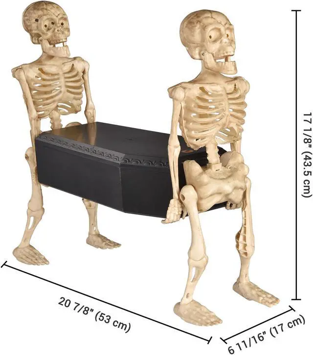 Alt view image 7 of 7 - Yescom Animated Skeleton Carrying Coffin Halloween Prop LED Light Voice Control Décor
