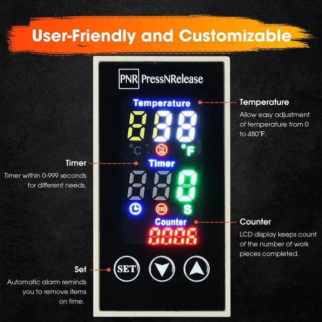 Alt view image 4 of 7 - PNR High Pressure 16"x20" Heat Press Machine Digital Sublimation Transfer Printing LCD Timer Counter