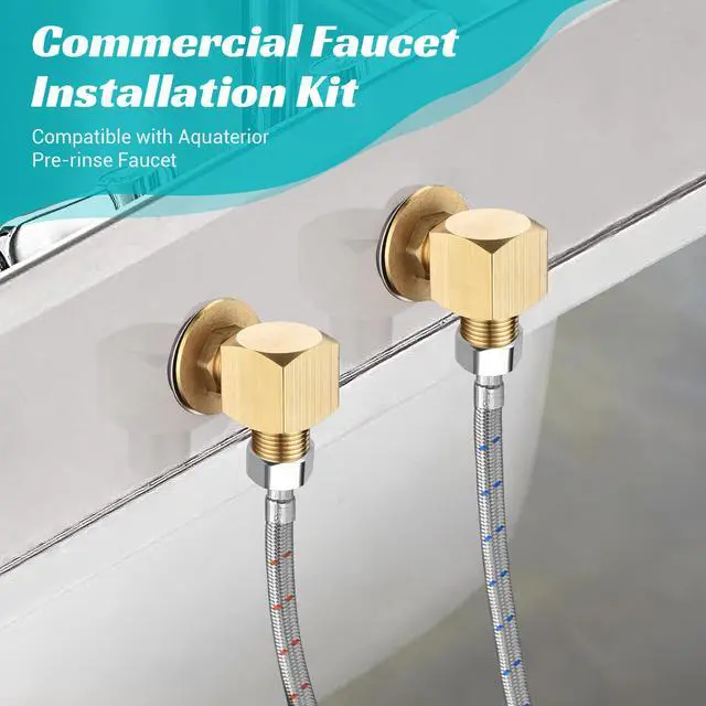 Alt view image 2 of 7 - Aquaterior Commercial Kitchen Pre-Rinse Faucet w/ Installation Kit 41" Height