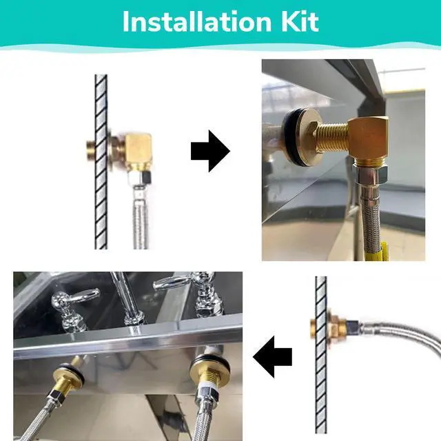 Alt view image 5 of 7 - Aquaterior Commercial Kitchen Pre-Rinse Faucet w/ Installation Kit 41" Height