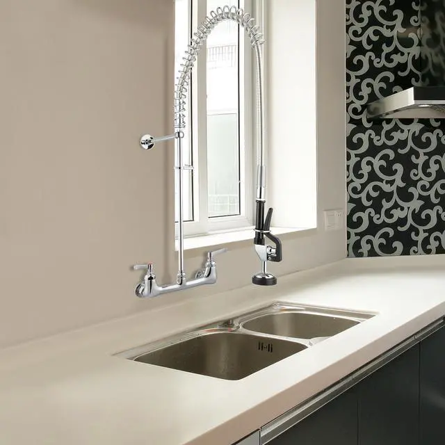 Alt view image 6 of 7 - Aquaterior Commercial Kitchen Pre-Rinse Faucet w/ Installation Kit 41" Height