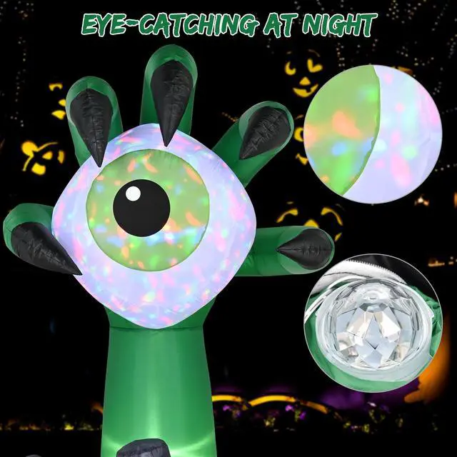 Alt view image 3 of 7 - Yescom 6FT Halloween Inflatables Outdoor Decoration,Blowup Yard Monster Hand Eyeball LED Lights 2025
