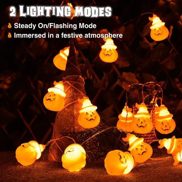 Alt view image 2 of 7 - Halloween 20x LED Pumpkin String Lights Lantern Lamp Home Party Christmas Decors 2024
