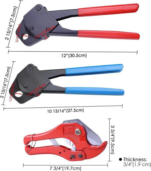 Alt view image 7 of 7 - 1/2 & 3/4 Pex Crimper & Cutter For Crimp Tool Clamp Tubing Plumbing Gonogo Gauge