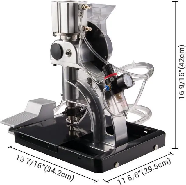 Alt view image 6 of 7 - Yescom Grommet Tool Kit 3/8" Leather Hole Punch Set Eyelet Press Machine Pneumatic Foot Pedal Control for Workshop