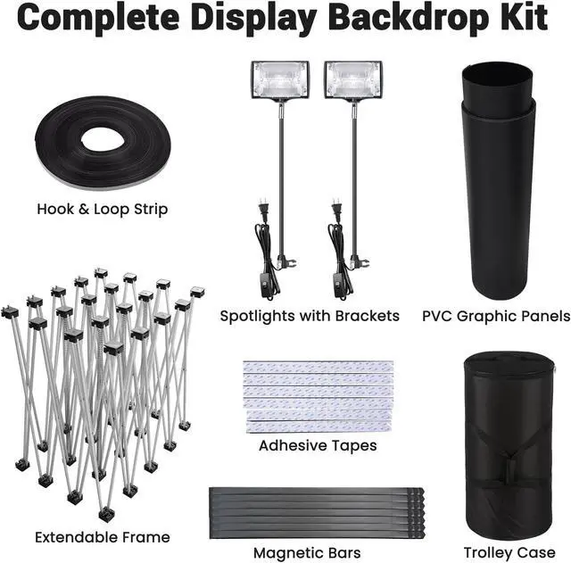 Alt view image 7 of 7 - InstaHibit 10x8 Ft Trade Show Display Kit Pop Up Backdrop Booth Stand Spotlights