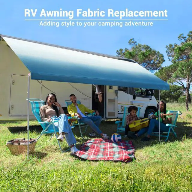Alt view image 2 of 7 - 8x16 Ft RV Awning Replacement Fabric Canopy Camper Trailer Block UV Outdoor