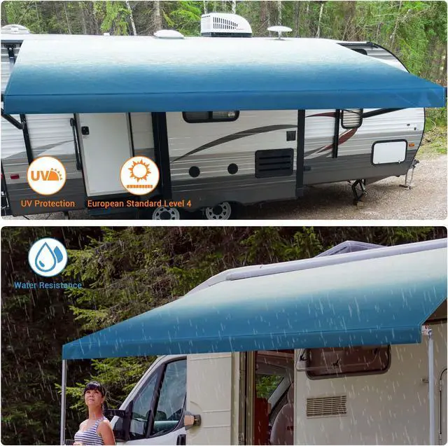 Alt view image 3 of 7 - 8x16 Ft RV Awning Replacement Fabric Canopy Camper Trailer Block UV Outdoor