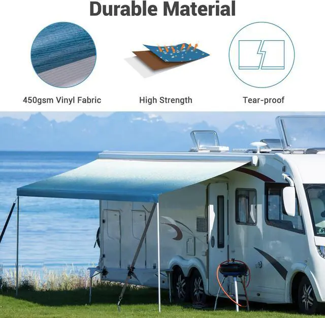Alt view image 4 of 7 - 8x16 Ft RV Awning Replacement Fabric Canopy Camper Trailer Block UV Outdoor
