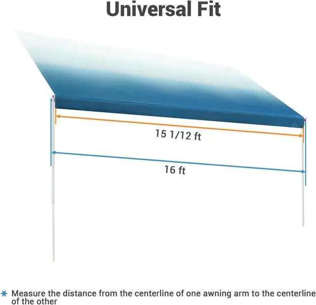 Alt view image 5 of 7 - 8x16 Ft RV Awning Replacement Fabric Canopy Camper Trailer Block UV Outdoor